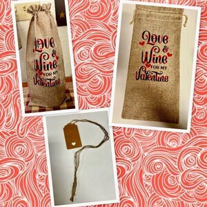 Valentines Burlap Wine Gift Bag